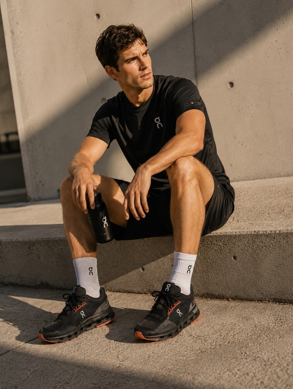 ON CLOUDNOVA Running Shoes Men's US 7.5 EU 40.5 Athletic Sneakers Black & Orange